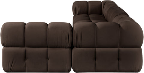 Camden Brown Velvet Performance Fabric Upholstered Sectional, 4-Piece