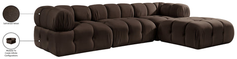 Camden Brown Velvet Performance Fabric Upholstered Sectional, 4-Piece (Style 2)