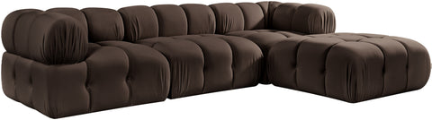 Camden Brown Velvet Performance Fabric Upholstered Sectional, 4-Piece (Style 2)