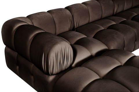 Camden Brown Velvet Performance Fabric Upholstered Sectional, 4-Piece (Style 2)