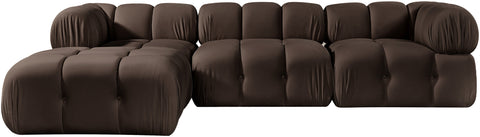 Camden Brown Velvet Performance Fabric Upholstered Sectional, 4-Piece (Style 2)