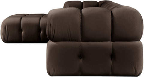 Camden Brown Velvet Performance Fabric Upholstered Sectional, 4-Piece (Style 2)