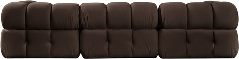 Camden Brown Velvet Performance Fabric Upholstered Sectional, 4-Piece (Style 2)