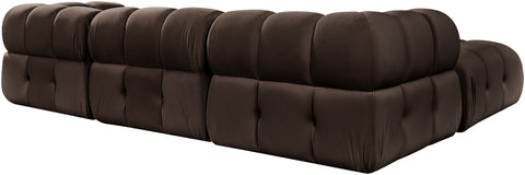 Camden Brown Velvet Performance Fabric Upholstered Sectional, 4-Piece (Style 2)