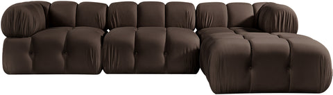 Camden Brown Velvet Performance Fabric Upholstered Sectional, 4-Piece (Style 2)