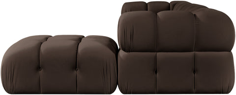 Camden Brown Velvet Performance Fabric Upholstered Sectional, 4-Piece (Style 2)