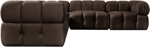 Camden Brown Velvet Performance Fabric Upholstered Sectional, 5-Piece (Style 3)