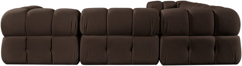 Camden Brown Velvet Performance Fabric Upholstered Sectional, 5-Piece (Style 3)
