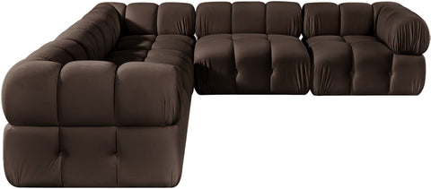 Camden Brown Velvet Performance Fabric Upholstered Sectional, 5-Piece (Style 3)
