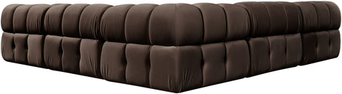 Camden Brown Velvet Performance Fabric Upholstered Sectional, 5-Piece (Style 3)