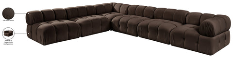 Camden Brown Velvet Performance Fabric Upholstered Sectional, 6-Piece (Style 2)