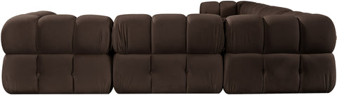 Camden Brown Velvet Performance Fabric Upholstered Sectional, 6-Piece (Style 2)
