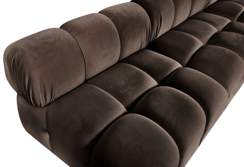 Camden Brown Velvet Performance Fabric Upholstered Sectional, 6-Piece (Style 2)