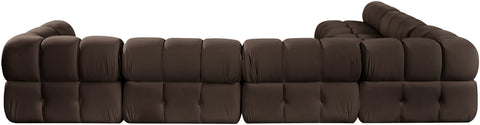 Camden Brown Velvet Performance Fabric Upholstered Sectional, 6-Piece (Style 2)