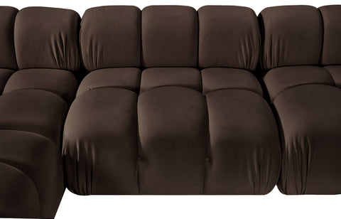 Camden Brown Velvet Performance Fabric Upholstered Sectional, 6-Piece (Style 3)