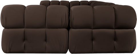 Camden Brown Velvet Performance Fabric Upholstered Sectional, 6-Piece (Style 3)