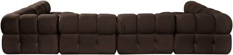 Camden Brown Velvet Performance Fabric Upholstered Sectional, 6-Piece (Style 3)