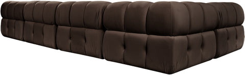 Camden Brown Velvet Performance Fabric Upholstered Sectional, 6-Piece (Style 3)