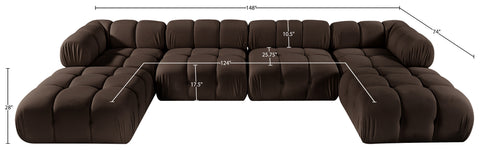 Camden Brown Velvet Performance Fabric Upholstered Sectional, 6-Piece (Style 4)