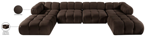 Camden Brown Velvet Performance Fabric Upholstered Sectional, 6-Piece (Style 4)