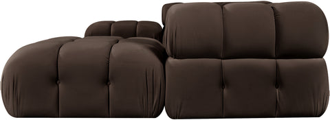 Camden Brown Velvet Performance Fabric Upholstered Sectional, 6-Piece (Style 4)