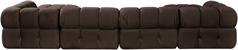 Camden Brown Velvet Performance Fabric Upholstered Sectional, 6-Piece (Style 4)