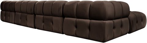Camden Brown Velvet Performance Fabric Upholstered Sectional, 6-Piece (Style 4)