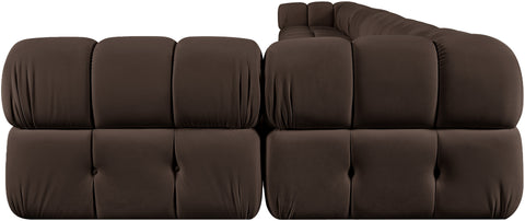 Camden Brown Velvet Performance Fabric Upholstered Sectional, 7-Piece (Style 5)