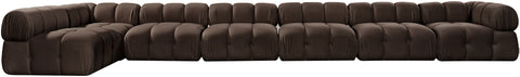 Camden Brown Velvet Performance Fabric Upholstered Sectional, 7-Piece (Style 5)