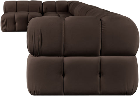 Camden Brown Velvet Performance Fabric Upholstered Sectional, 7-Piece (Style 5)