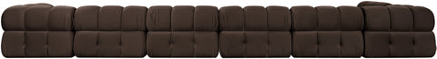 Camden Brown Velvet Performance Fabric Upholstered Sectional, 7-Piece (Style 5)