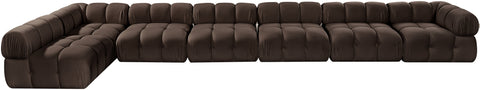 Camden Brown Velvet Performance Fabric Upholstered Sectional, 7-Piece (Style 5)