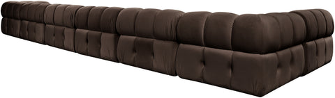 Camden Brown Velvet Performance Fabric Upholstered Sectional, 7-Piece (Style 5)