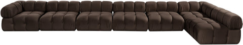 Camden Brown Velvet Performance Fabric Upholstered Sectional, 7-Piece (Style 5)