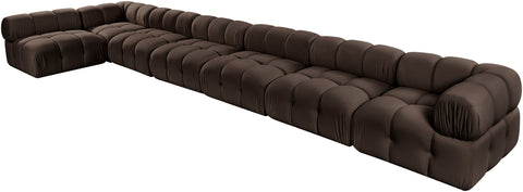 Camden Brown Velvet Performance Fabric Upholstered Sectional, 7-Piece (Style 5)
