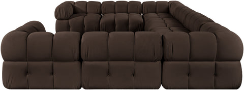 Camden Brown Velvet Performance Fabric Upholstered Sectional, 8-Piece