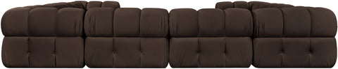Camden Brown Velvet Performance Fabric Upholstered Sectional, 8-Piece