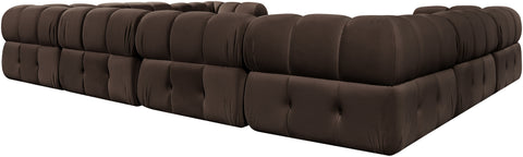 Camden Brown Velvet Performance Fabric Upholstered Sectional, 8-Piece