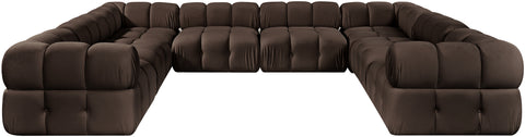 Camden Brown Velvet Performance Fabric Upholstered Sectional, 8-Piece