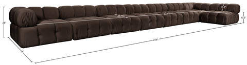 Camden Brown Velvet Performance Fabric Upholstered Sectional, 8-Piece (Style 4)