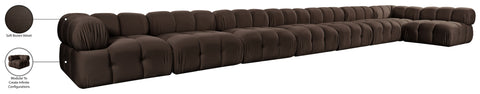 Camden Brown Velvet Performance Fabric Upholstered Sectional, 8-Piece (Style 4)