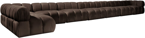 Camden Brown Velvet Performance Fabric Upholstered Sectional, 8-Piece (Style 4)