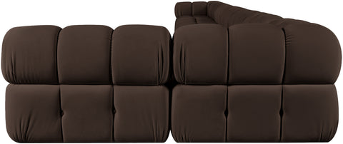 Camden Brown Velvet Performance Fabric Upholstered Sectional, 8-Piece (Style 4)