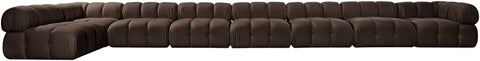 Camden Brown Velvet Performance Fabric Upholstered Sectional, 8-Piece (Style 4)