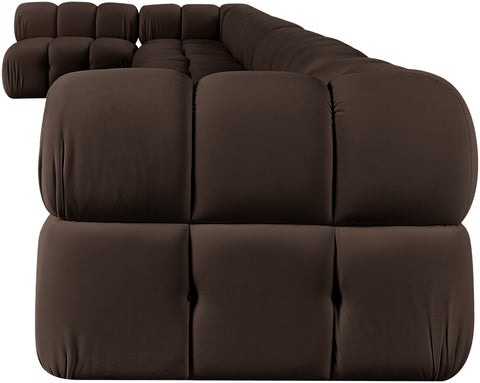 Camden Brown Velvet Performance Fabric Upholstered Sectional, 8-Piece (Style 4)
