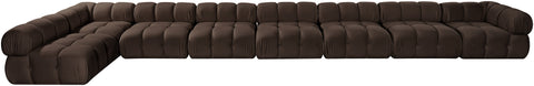 Camden Brown Velvet Performance Fabric Upholstered Sectional, 8-Piece (Style 4)