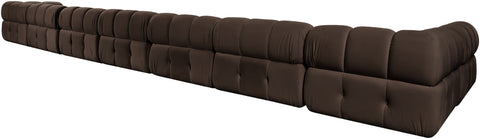 Camden Brown Velvet Performance Fabric Upholstered Sectional, 8-Piece (Style 4)