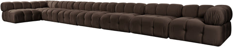 Camden Brown Velvet Performance Fabric Upholstered Sectional, 8-Piece (Style 4)