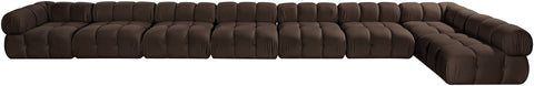 Camden Brown Velvet Performance Fabric Upholstered Sectional, 8-Piece (Style 4)