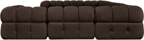 Camden Brown Velvet Performance Fabric Upholstered Sectional, 9-Piece